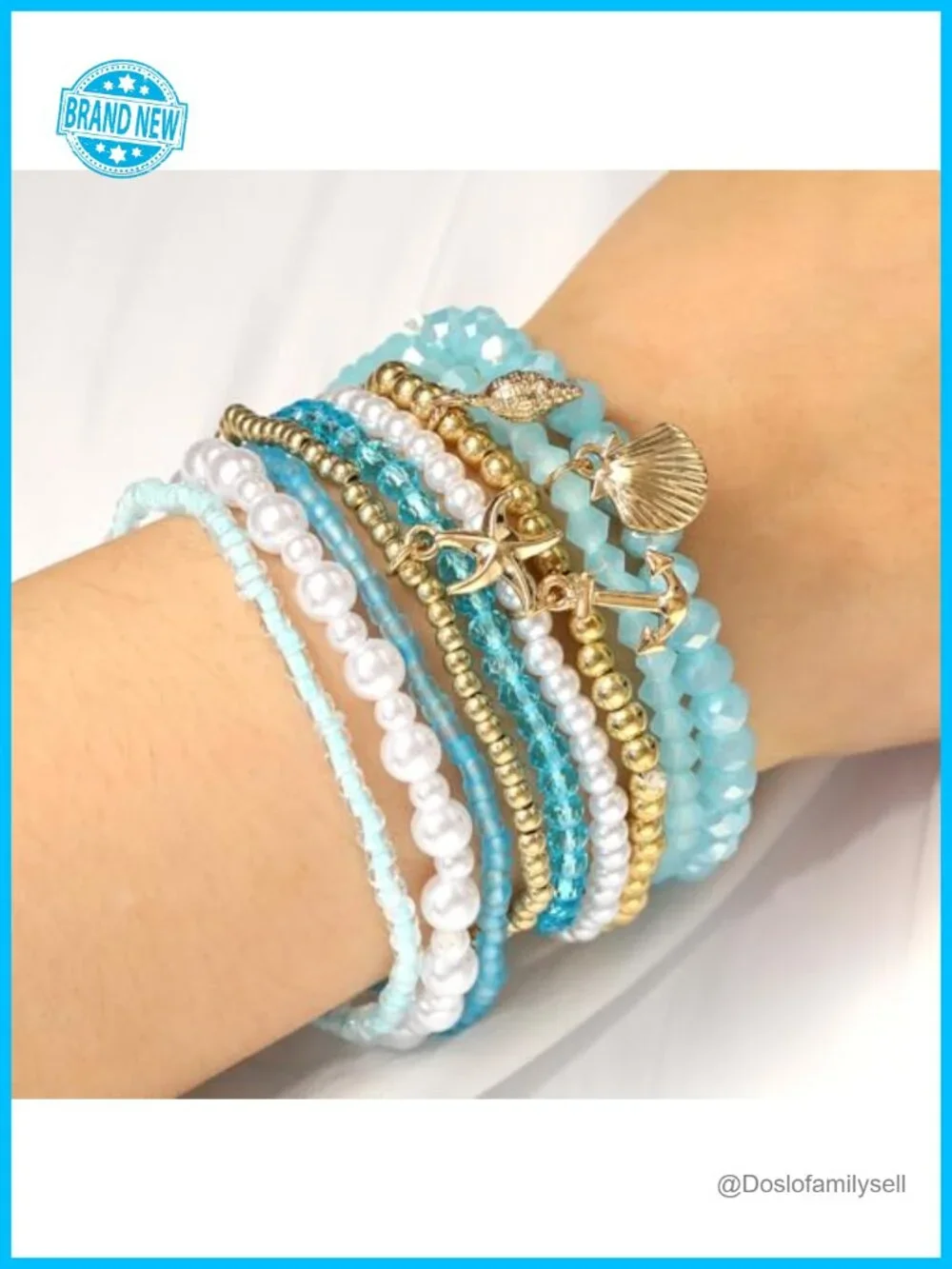 9-Pack Glass Beaded Stretch Bracelet Set Boho Stackable